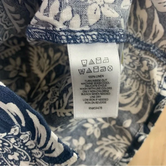 Sigrid Olsen Blue and White‎ Casual Button Down 100% Linen Shirt - Picture 6 of 7